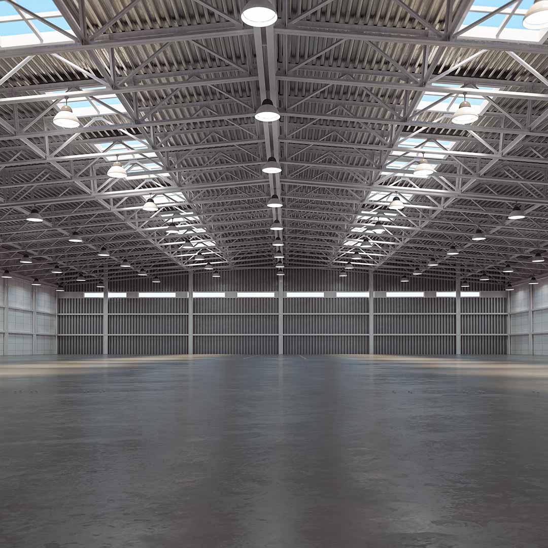 Interior view of a heavy steel structure for industrial storage in Doha, engineered by Nexsteelgroup serving United Arab Emirates and Turkey.